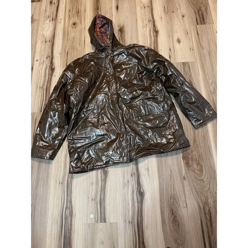 VINTAGE 90's Wippette Vinyl Raincoat Brown Size L